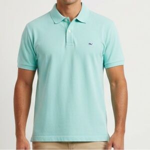 Vineyard Vines Aqua Polo XL Turquoise Blue Pique Polo Shirt Cotton Short Sleeve